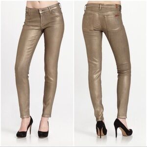 7 For All Mankind | Gold Skinny Gold Foiled Denim Jeans 26